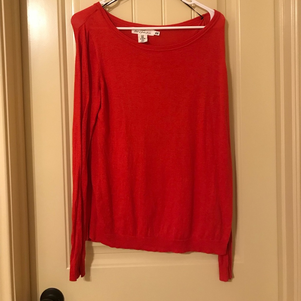 bright red h&m sweater